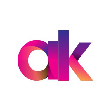 Baş harf AK Logosu Küçük harf, mor ve turuncu, Modern ve Basit Logo Tasarımı.
