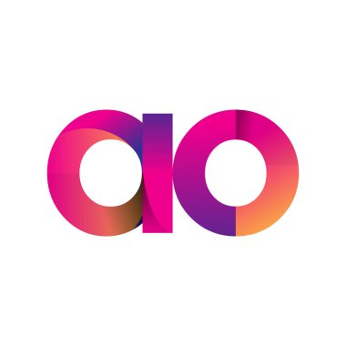 İlk harf AO Logo Küçük harf, mor ve turuncu, Modern ve Basit Logo Tasarımı.