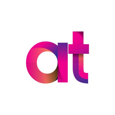 İlk Harf AT Logosu Küçük Mor ve Turuncu, Modern ve Basit Logo Tasarımı.