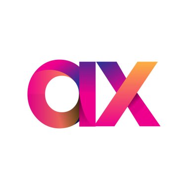 İlk harf AX Logo Küçük harf, mor ve turuncu, Modern ve Basit Logo Tasarımı.