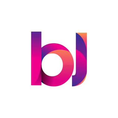 İlk harf BJ Logo Küçük harf, mor ve turuncu, Modern ve Basit Logo Tasarımı.