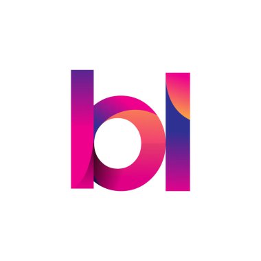 İlk harf BL Logo Küçük harf, mor ve turuncu, Modern ve Basit Logo Tasarımı.