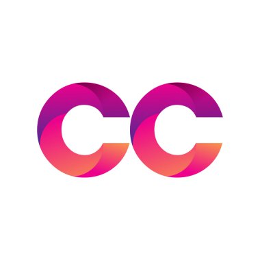 İlk harf CC Logosu Küçük harf, mor ve turuncu, Modern ve Basit Logo Tasarımı.