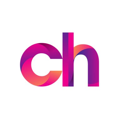 Baş harf CH Logo Küçük harf, mor ve turuncu, Modern ve Basit Logo Tasarımı.