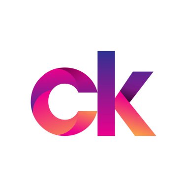 İlk harf CK Logosu Küçük harf, mor ve turuncu, Modern ve Basit Logo Tasarımı.