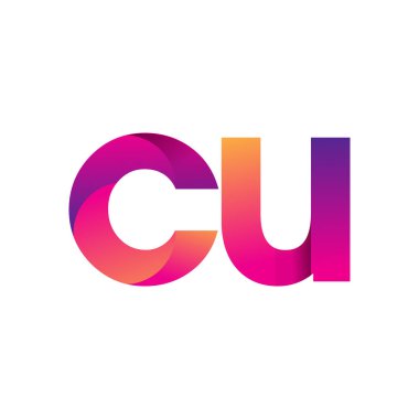 İlk Harf CU Logosu Küçük Logo, Mor ve Turuncu, Modern ve Basit Logo Tasarımı.