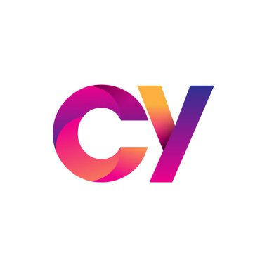 İlk harf CY Logosu Küçük harf, mor ve turuncu, Modern ve Basit Logo Tasarımı.