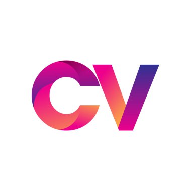 İlk Harf CV Logosu Küçük Logo, Mor ve Turuncu, Modern ve Basit Logo Tasarımı.