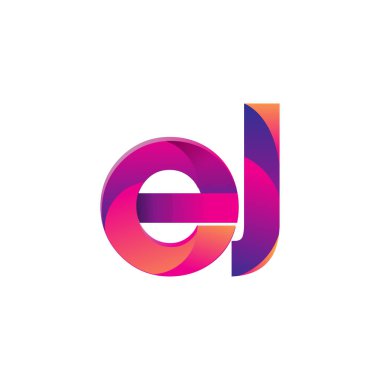 İlk harf EJ Logo Küçük harf, mor ve turuncu, Modern ve Basit Logo Tasarımı.