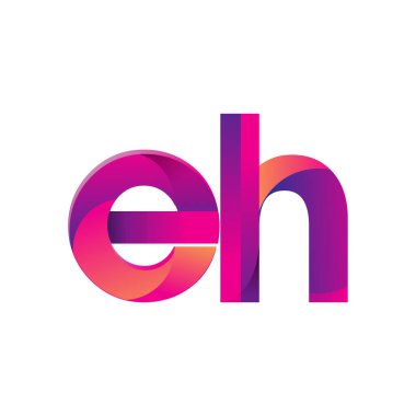 İlk harf EH Logo Küçük harf, mor ve turuncu, Modern ve Basit Logo Tasarımı.