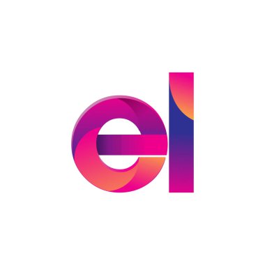 Baş harf EL Logo Küçük harf, mor ve turuncu, Modern ve Basit Logo Tasarımı.