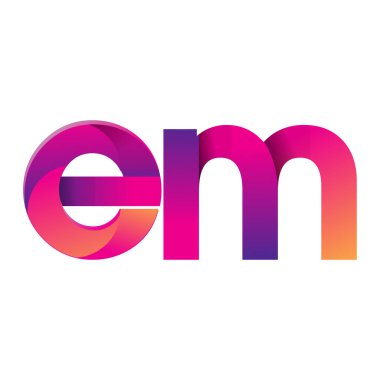 İlk harf EM Logo Küçük harf, mor ve turuncu, Modern ve Basit Logo Tasarımı.