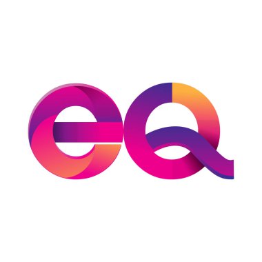 İlk harf EQ Logosu Küçük harf, mor ve turuncu, Modern ve Basit Logo Tasarımı.