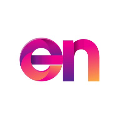 İlk harf EN Logo Küçük harf, mor ve turuncu, Modern ve Basit Logo Tasarımı.
