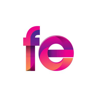 İlk Harf FE Logosu Küçük Mor ve Turuncu, Modern ve Basit Logo Tasarımı.