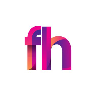 İlk harf FH Logosu Küçük harf, mor ve turuncu, Modern ve Basit Logo Tasarımı.