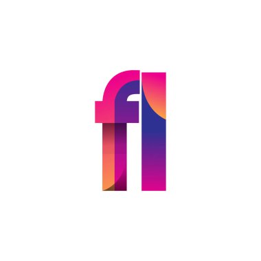 İlk harf FL Logosu Küçük harf, mor ve turuncu, Modern ve Basit Logo Tasarımı.