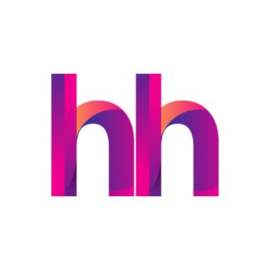 İlk harf HH Logo Küçük harf, mor ve turuncu, Modern ve Basit Logo Tasarımı.