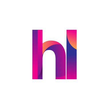 İlk harf HL Logo Küçük harf, mor ve turuncu, Modern ve Basit Logo Tasarımı.