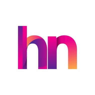 İlk harf HN Logo Küçük harf, mor ve turuncu, Modern ve Basit Logo Tasarımı.