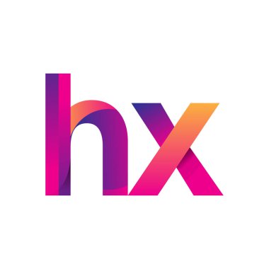 İlk harf HX Logo Küçük harf, mor ve turuncu, Modern ve Basit Logo Tasarımı.