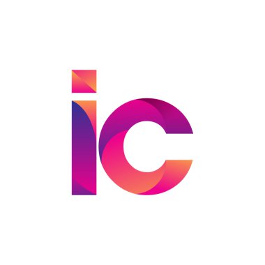 İlk harf IC Logosu Küçük harf, mor ve turuncu, Modern ve Basit Logo Tasarımı.