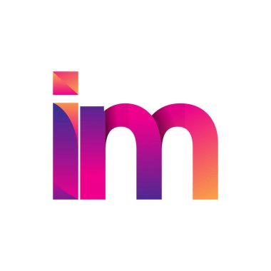 İlk harf IM Logosu Küçük harf, mor ve turuncu, Modern ve Basit Logo Tasarımı.