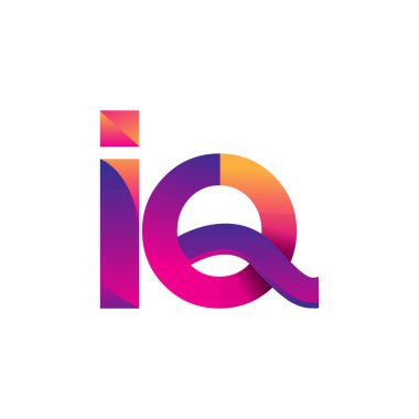 İlk Harf IQ Logosu Küçük Logo, Mor ve Turuncu, Modern ve Basit Logo Tasarımı.