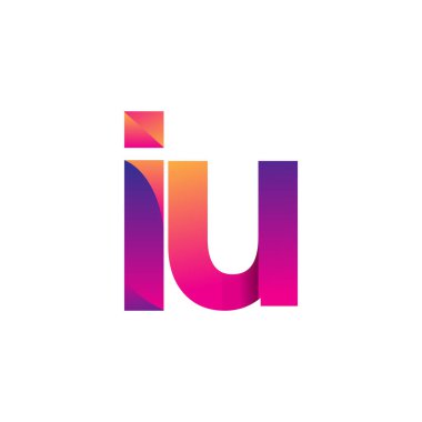 İlk harf IU Logo Küçük harf, mor ve turuncu, Modern ve Basit Logo Tasarımı.