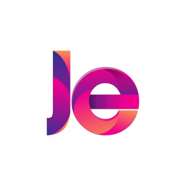 İlk harf JE Logo Küçük harf, mor ve turuncu, Modern ve Basit Logo Tasarımı.