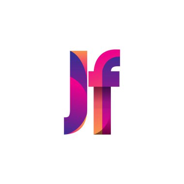 Initial Letter JF Logo Lowercase, magenta and orange, Modern and Simple Logo Design. vector