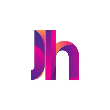 İlk harf JH Logo Küçük harf, mor ve turuncu, Modern ve Basit Logo Tasarımı.