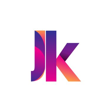 İlk harf JK Logo Küçük harf, mor ve turuncu, Modern ve Basit Logo Tasarımı.
