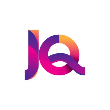 İlk harf JQ Logosu Küçük harf, mor ve turuncu, Modern ve Basit Logo Tasarımı.