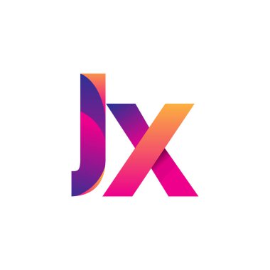 İlk harf JX Logo Küçük harf, mor ve turuncu, Modern ve Basit Logo Tasarımı.