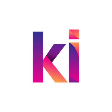 İlk harf KI Logo Küçük harf, mor ve turuncu, Modern ve Basit Logo Tasarımı.