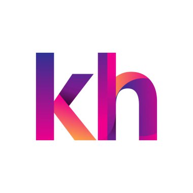 İlk harf KH Logo Küçük harf, mor ve turuncu, Modern ve Basit Logo Tasarımı.