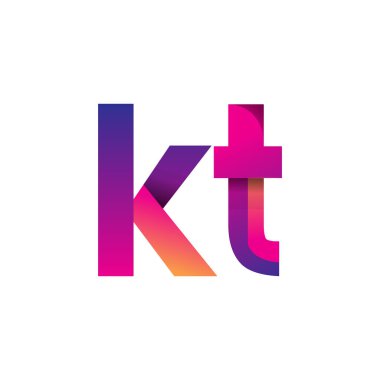 İlk harf KT Logo Küçük harf, mor ve turuncu, Modern ve Basit Logo Tasarımı.