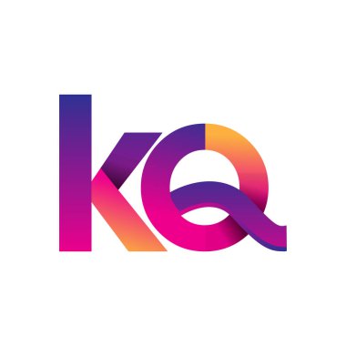 İlk harf KQ Logosu Küçük harf, mor ve turuncu, Modern ve Basit Logo Tasarımı.