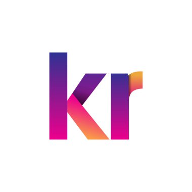 İlk harf KR Logo Küçük harf, mor ve turuncu, Modern ve Basit Logo Tasarımı.