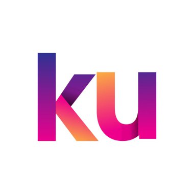 İlk harf KU Logo Küçük harf, mor ve turuncu, Modern ve Basit Logo Tasarımı.