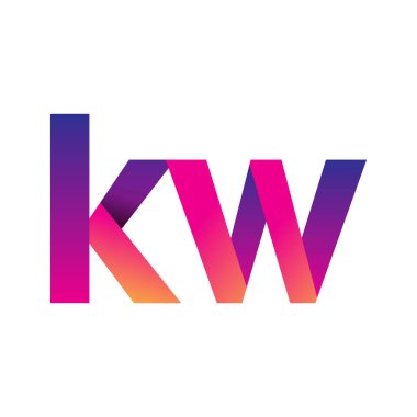 İlk harf KW Logo Küçük harf, mor ve turuncu, Modern ve Basit Logo Tasarımı.