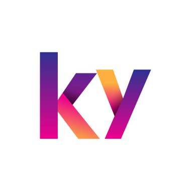 İlk harf KY Logo Küçük harf, mor ve turuncu, Modern ve Basit Logo Tasarımı.