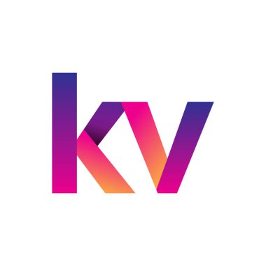 İlk harf KV Logo Küçük harf, mor ve turuncu, Modern ve Basit Logo Tasarımı.
