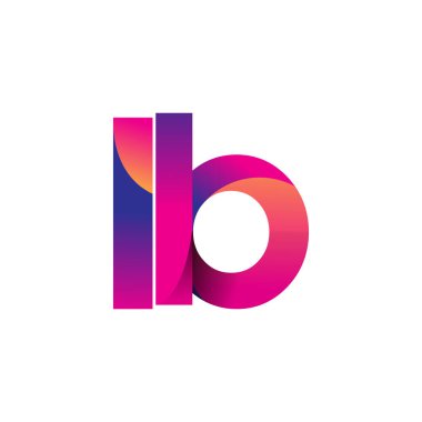 İlk harf LB Logo Küçük harf, mor ve turuncu, Modern ve Basit Logo Tasarımı.