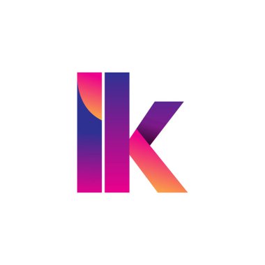 İlk harf LK Logo Küçük harf, mor ve turuncu, Modern ve Basit Logo Tasarımı.