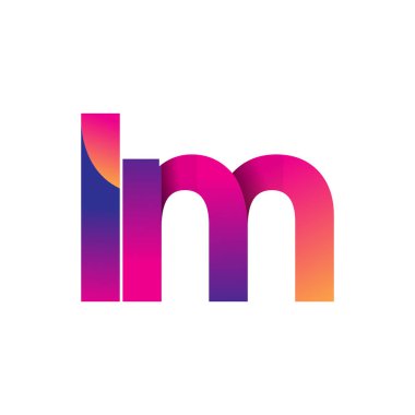 İlk harf LM Logo Küçük harf, mor ve turuncu, Modern ve Basit Logo Tasarımı.