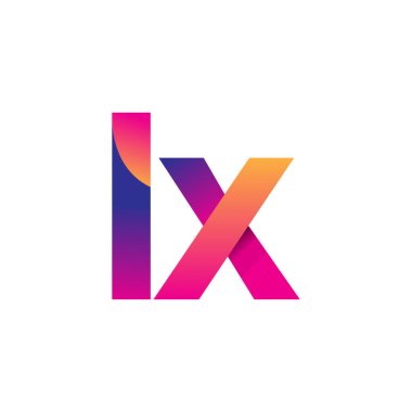 İlk harf LX Logo Küçük harf, mor ve turuncu, Modern ve Basit Logo Tasarımı.