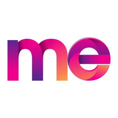 İlk Harf ME Logosu Küçük Mor ve Turuncu, Modern ve Basit Logo Tasarımı.