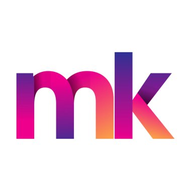 İlk harf MK Logo Küçük harf, mor ve turuncu, Modern ve Basit Logo Tasarımı.